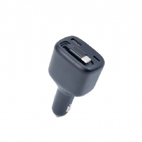 80W retractable car charger with digital display